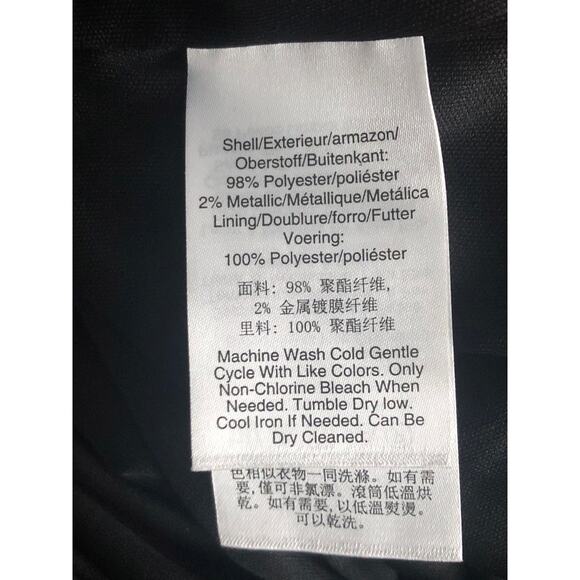 DKNY Women's XL Printed Lurex V-Neck Sleeveless Midi Dress in Inkblot NEW - Picture 9 of 10